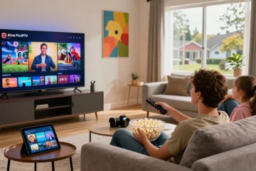 Profitez d'une expérience de divertissement avec atlas pro iptv en famille dans un salon moderne.